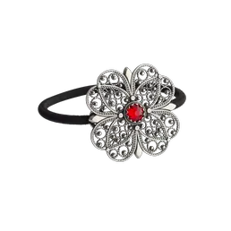 Produktbilde av H&aring;rstrikk - Filigran Blomst med stein, oksidert