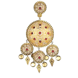 Produktbilde av Dalar stor med raud stein, forgylt/kvit