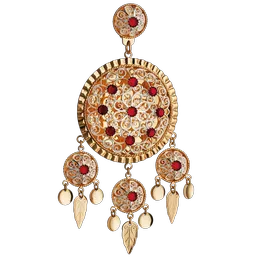 Produktbilde av Dalar liten med raud stein, forgylt/kvit